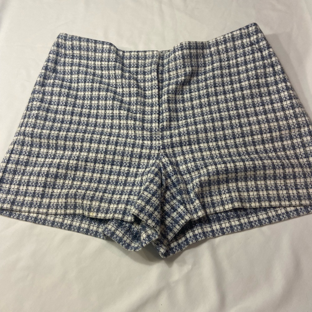 Loft Blue and White Plaid Women Shorts